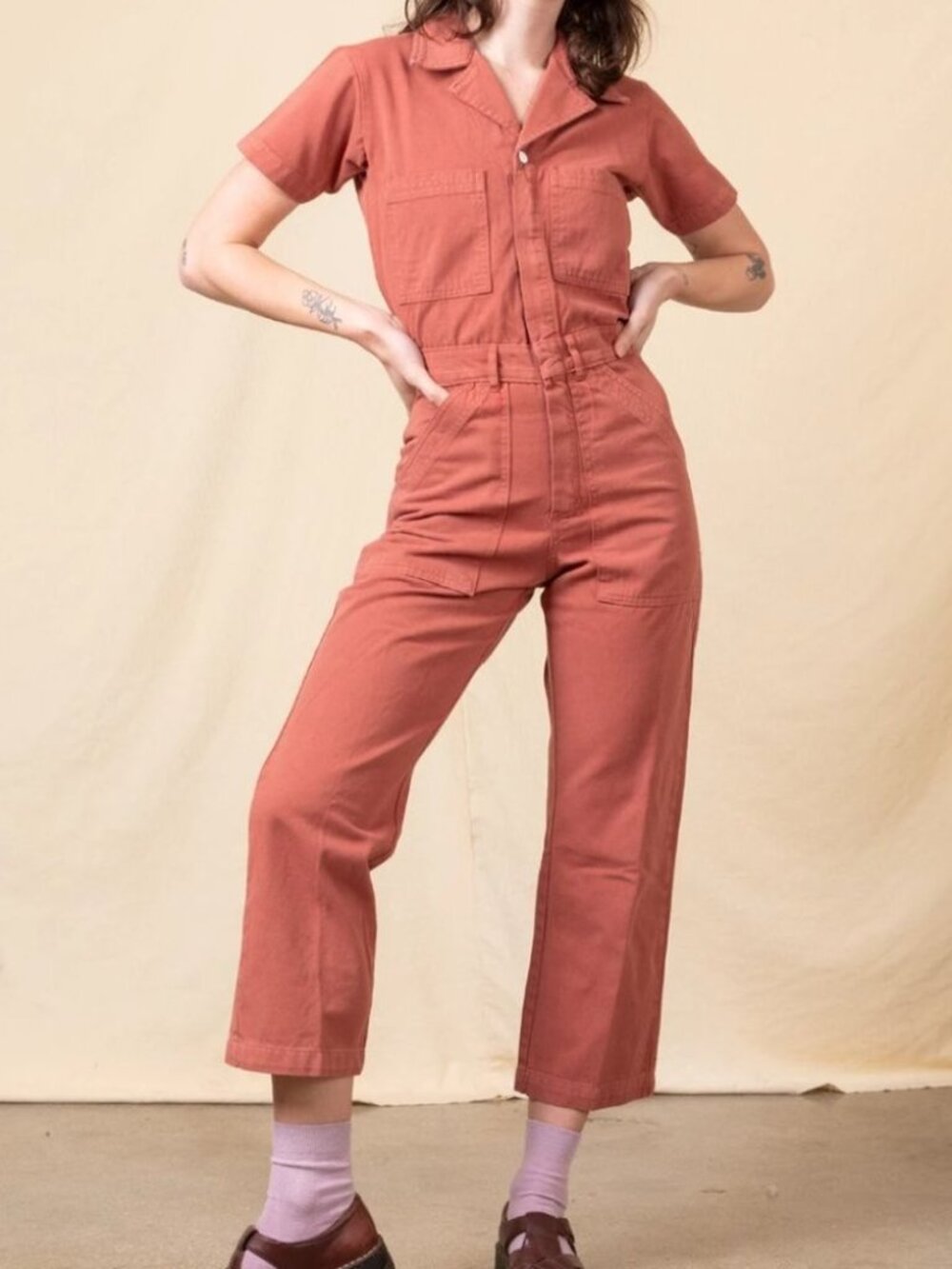 Big Bud Press Short Sleeve Peach Jumpsuit